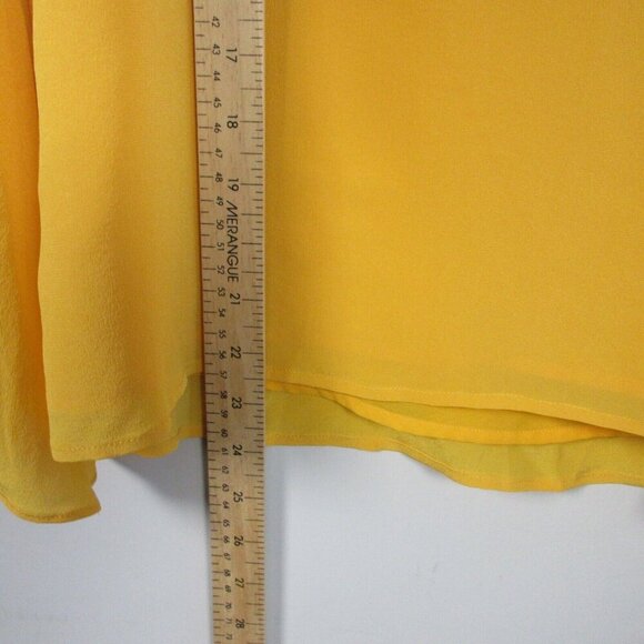 Club Monaco Women Silk Tunic Top V-Neck Pullover Bell Sleeve Casual Yellow S 124 - Picture 10 of 11